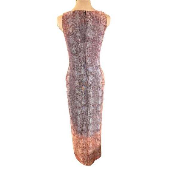 Vtg Tadashi Shoji SZ 8 Front Knot Snakeskin Dress Gown Party Evening Ethereal - Picture 2 of 10